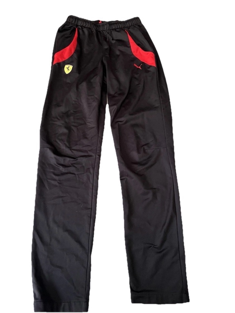 Ferrari Scuderia Puma Mens Small S  Track Pants Sweatpants Black Red Drawstring